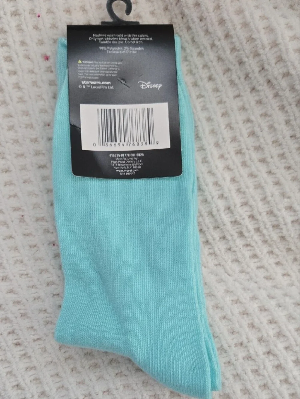 Star Wars Men’s Aqua Novelty Socks with Black Graphic